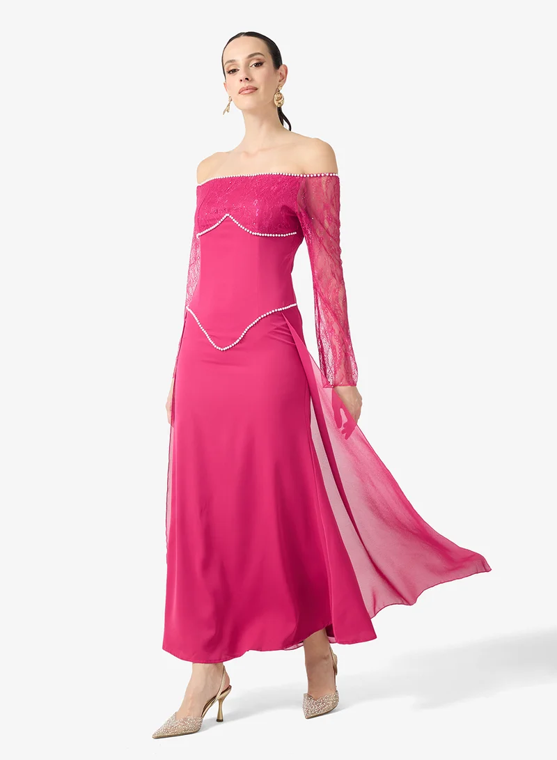 ELLA Off Shoulder Dress With Princess Waist Cut